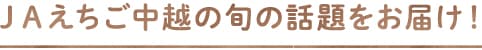 ＪＡえちご中越の旬の話題をお届け！